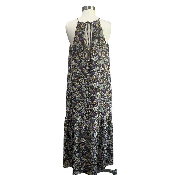 Melloday Floral Maxi Dress Size M Boho Tiered Spaghetti Strap - Picture 3 of 8